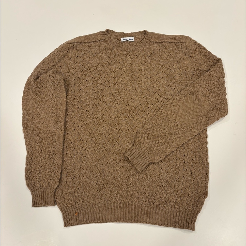 Men Brown Cable Knit Sweater